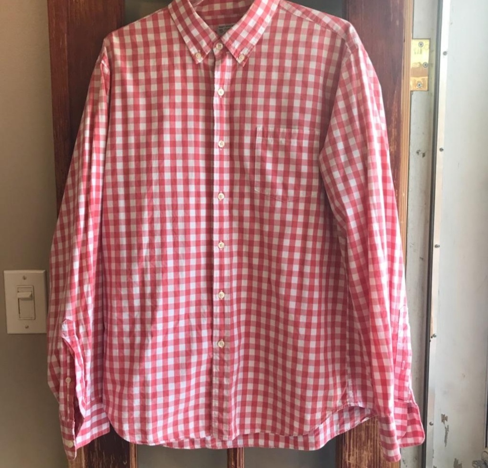 J. Crew gingham shirt.